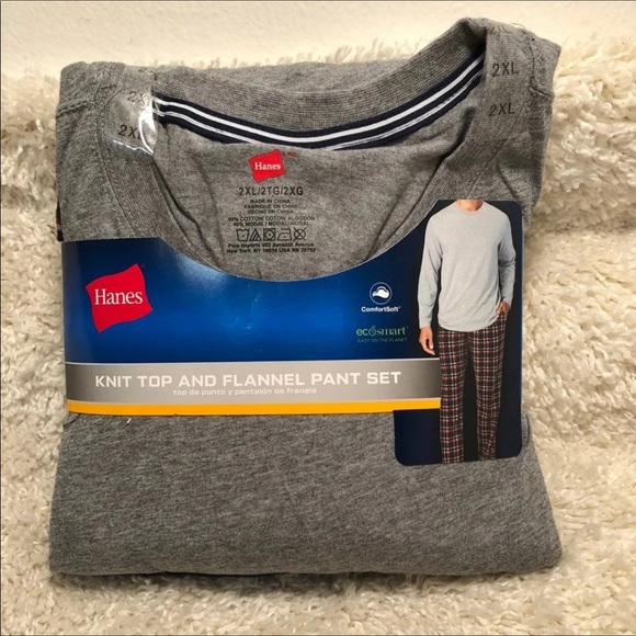 Hanes Knit Top Flannel Pants Mens Size 2XL Pajamas New With Tags Super … - Picture 4 of 9